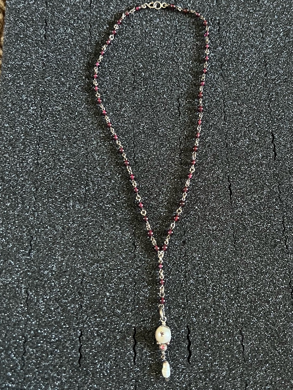 Vintage 925 Sterling silver Purple Gemstone And Pearls Necklace